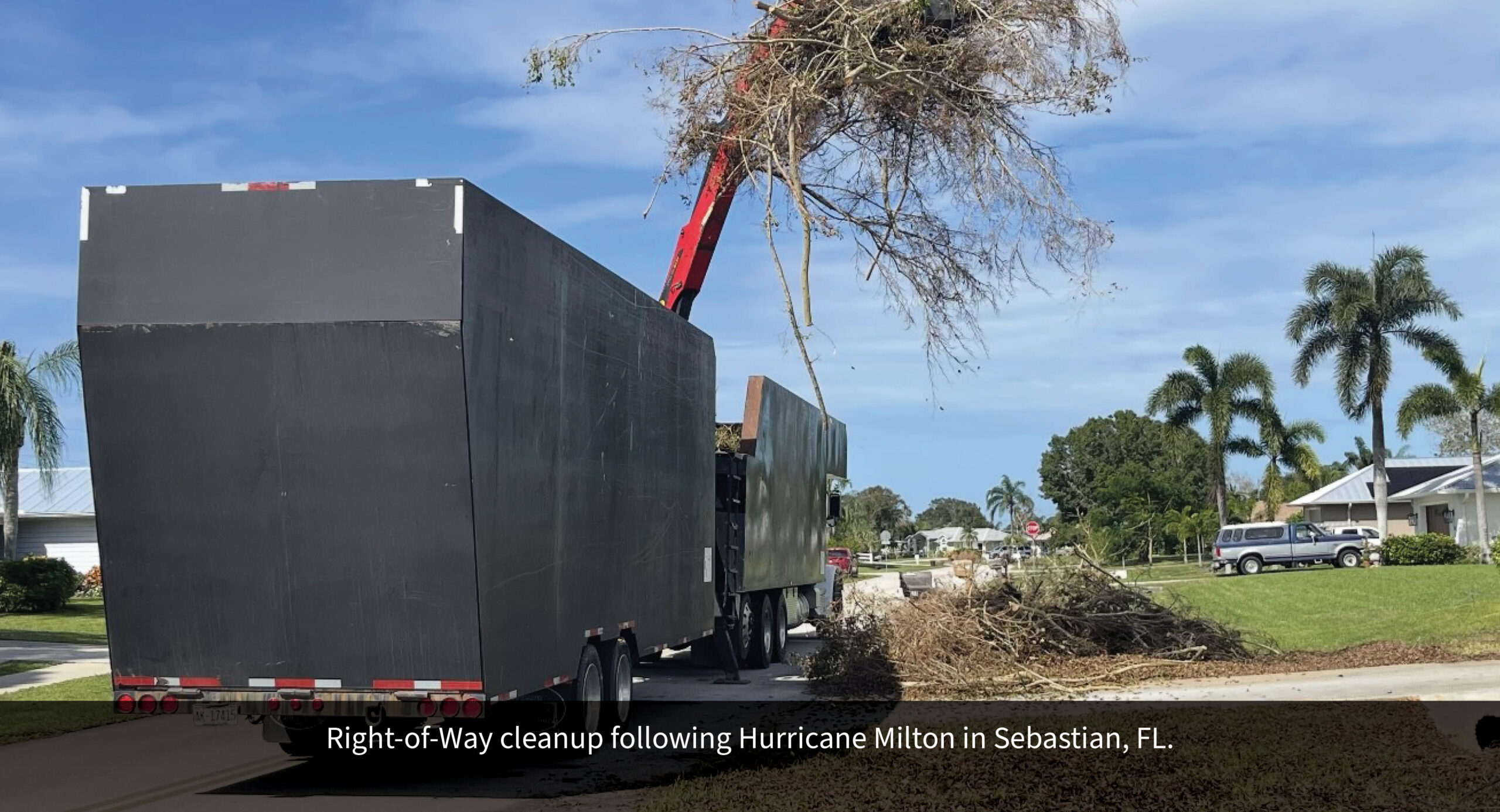 Right-of-Way cleanup following Hurricane Milton in Sebastian, FL.